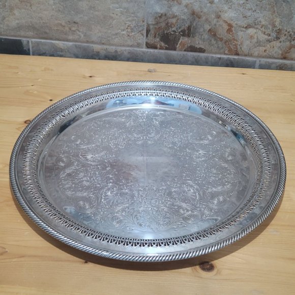 VTG WM Rogers 172 Round Metal Serving Platter 15" - Picture 14 of 16
